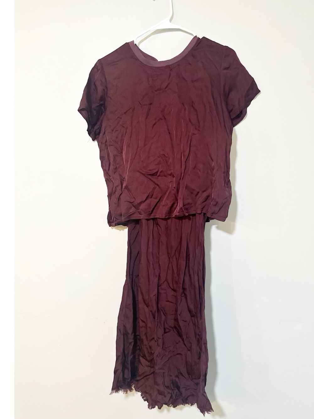 Nation LTD marie boxy and mable midi satin set dark cherry size small - Picture 4 of 9